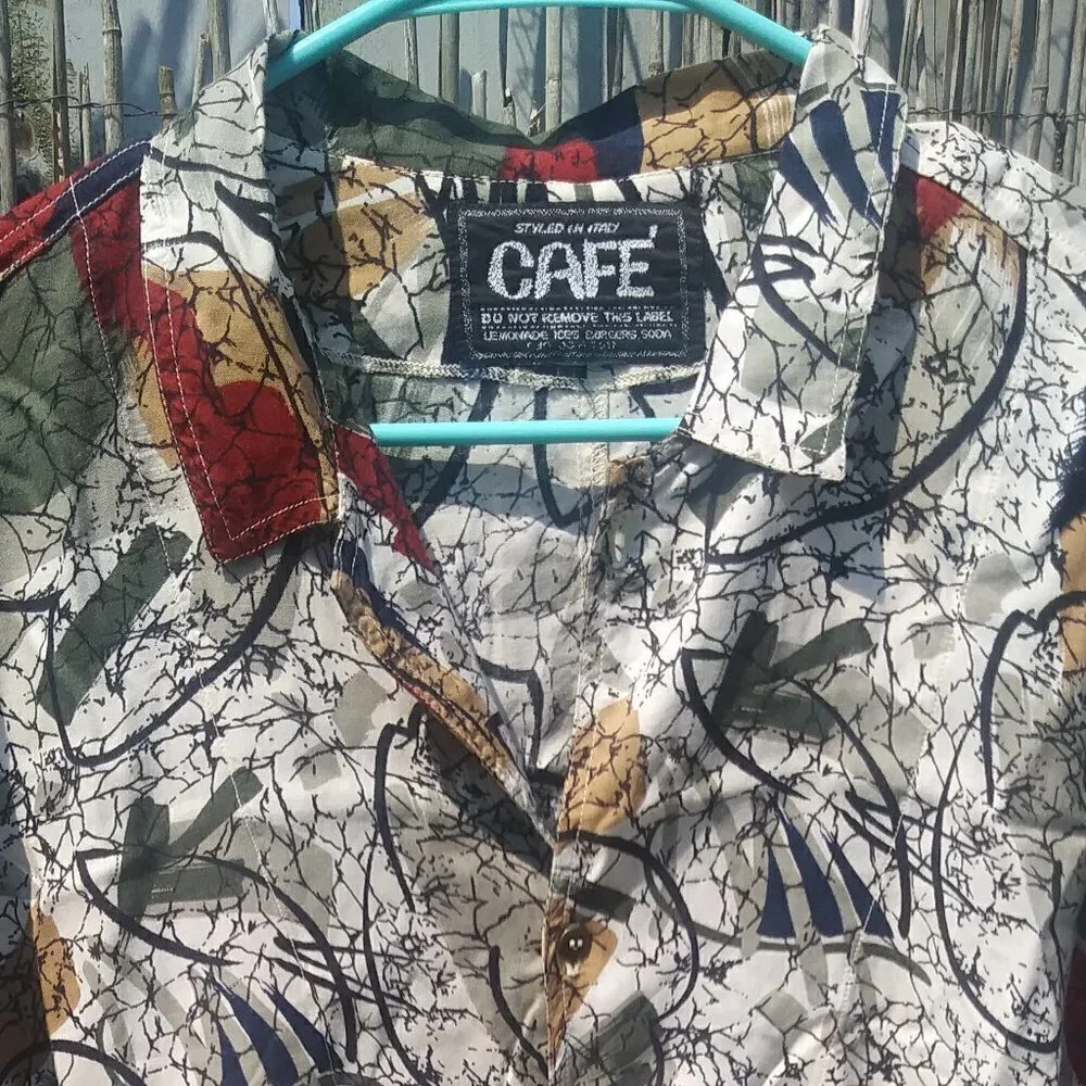 Vintage Cafe Italy Button Down Shirt Men - Shoulders 22